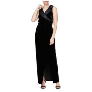 Alex Evenings Wrap Column Dress in Black Black Size 10